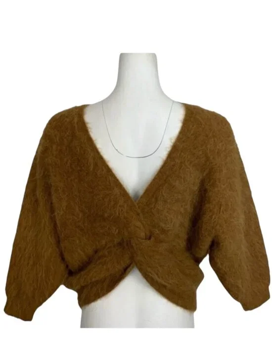 Ba&sh Pull Fill Jumper Sweater M Marron Alpaca Pullover Twist Back NEW - Picture 3 of 13